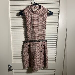 Zara Sleeveless Tweed A-Line Tunic Skort in Pink Multi Size Medium